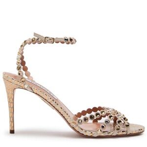 Aquazzura Tequila 85 Crystal Embellished Suede Napa Heels Dragon EU 39.5 NWT NIB